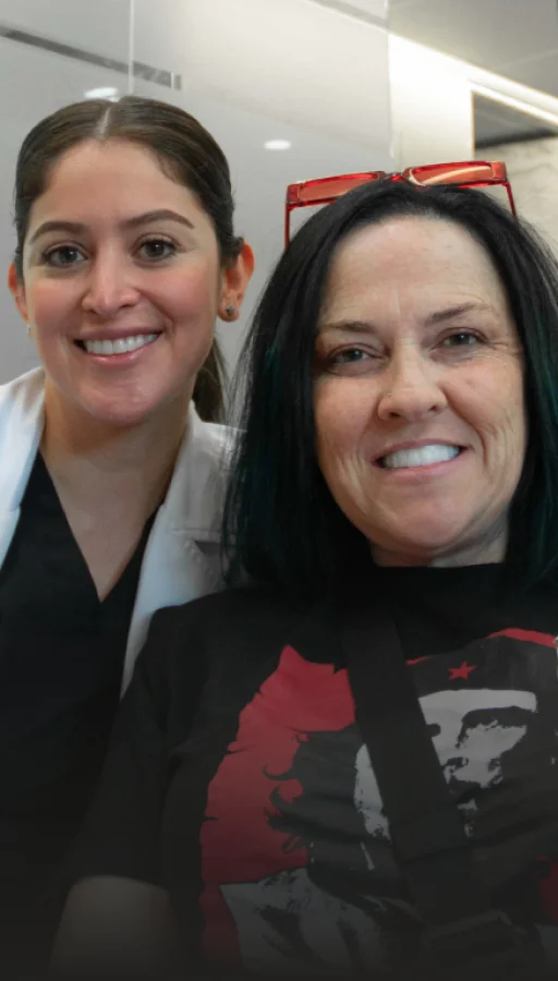 dr. Paulina Ramirez with her patient smiling after dental work