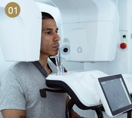 patient getting dental x-ray before its treatment 