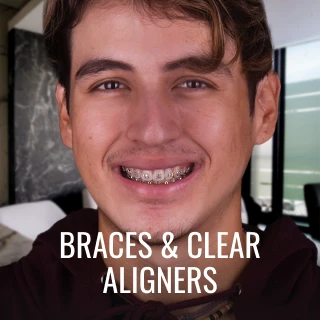 patient smiling with clear aligners orthodontic treatment